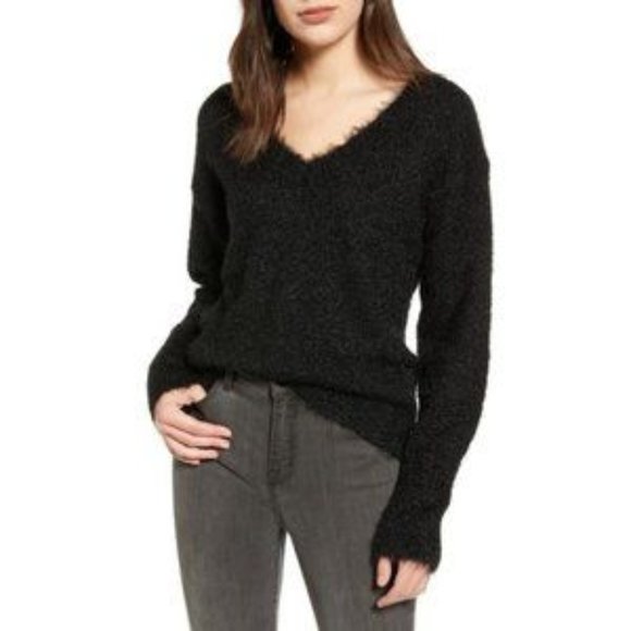 Chelsea28 Sweaters - Chelsea28 Black Metallic Shimmer Eyelash Sweater